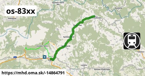 Train 83XX: Stará Ľubovňa - >  Poprad-Tatry