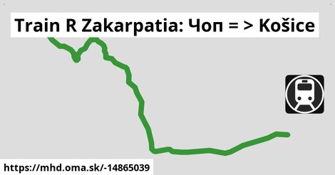 Train R Zakarpatia: Чоп = >  Košice