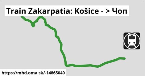 Train Zakarpatia: Košice - >  Чоп