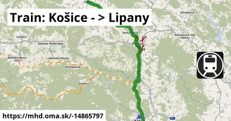Train REX 19XX: Košice = >  Lipany