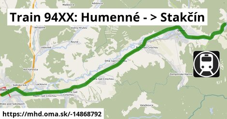 Train 94XX: Humenné - >  Stakčín