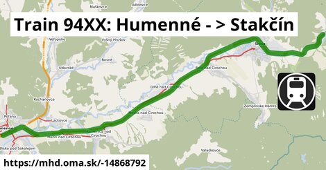 Train 94XX: Humenné - >  Stakčín