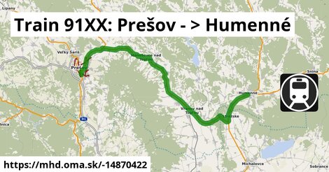 Train 91XX: Prešov - >  Humenné