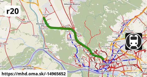 Train R20: Bratislava hl.st. - >  Devínska Nová Ves