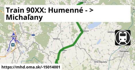 Train 90XX: Humenné - >  Michaľany