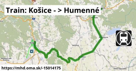 Train: Košice - >  Humenné