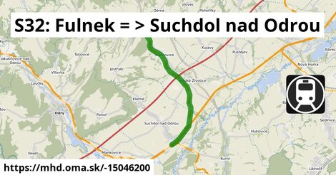 S32: Fulnek = >  Suchdol nad Odrou