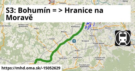 S3: Bohumín = >  Hranice na Moravě