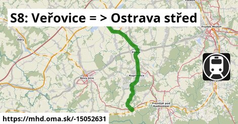 S8: Veřovice = >  Ostrava střed