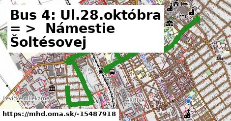 Bus 4: Ul.28.oktróba = >  Námestie Šoltésovej