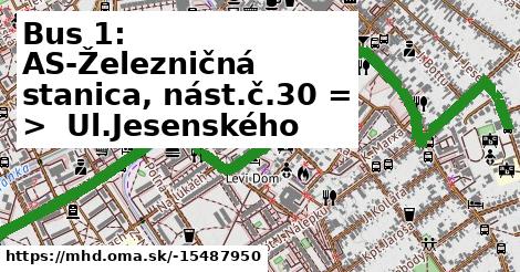 Bus 1: AS-Železničná stanica, nást.č.30 = >  Ul.Jesenského