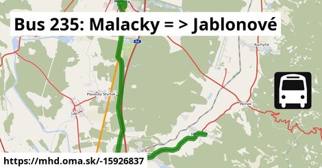 Bus 235: Malacky = >  Jablonové