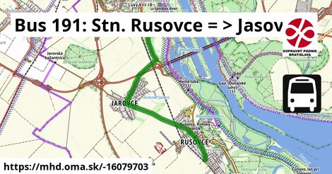 Bus 191: Stn. Rusovce = >  Jasovská