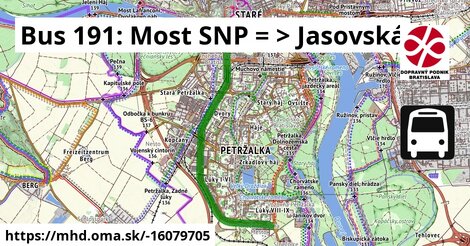 Bus 191: Most SNP = >  Jasovská