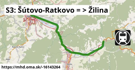 S3: Šútovo-Ratkovo = >  Žilina