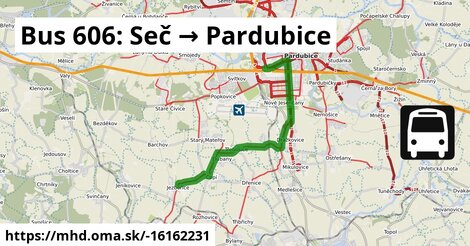 Bus 606: Seč → Pardubice