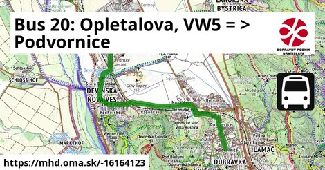 Bus 20: Opletalova, VW5 = >  Podvornice