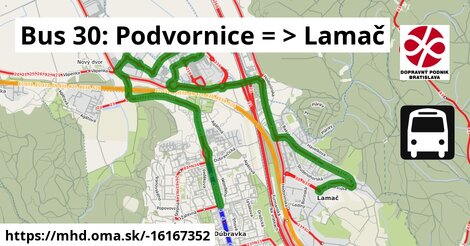 Bus 30: Podvornice = >  Lamač