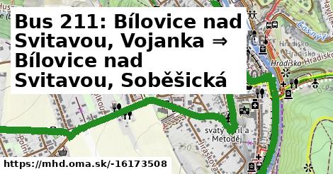 Bus 211: Bílovice nad Svitavou, Vojanka ⇒ Bílovice nad Svitavou, Soběšická