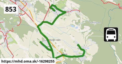 853 "P" v: Piliscsév, autóbusz-forduló = >  Leányvár, autóbusz-forduló = >  Kesztölc, autóbusz-forduló