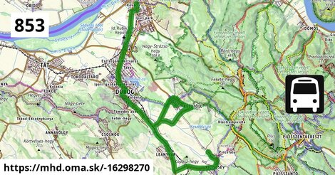 853 "F" v: Piliscsév, autóbusz-forduló = >  Kesztölc, autóbusz-forduló = >  Dorog, Volán telep = >  Esztergom, vasútállomás