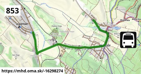 853 "U": Leányvár, Művelődési Ház = >  Piliscsév, autóbusz-forduló