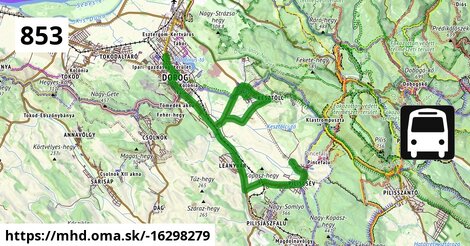 853 "L": Dorog, Volán telep = >  Kesztölc, autóbusz-forduló = >  Piliscsév, autóbusz-forduló