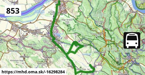 853 "F": Esztergom, vasútállomás = >  Dorog, Volán telep = >  Kesztölc, autóbusz-forduló = >  Piliscsév, autóbusz-forduló