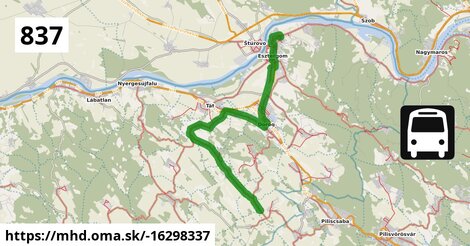 837 "G": Esztergom, Bánomi lakótelep = >  Esztergom, vasútállomás = >  Piliscsaba, vasútállomás