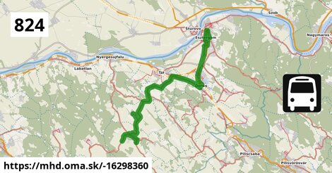 824 "E": Esztergom, vasútállomás = >  Esztergom, Duna Múzeum = >  Esztergom, vasútállomás = >  Nagysáp, autóbusz-forduló = >  Bajna, híd = >  Tarján, autóbusz-váróterem = >  Tatabánya, autóbusz-állomás