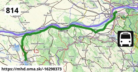 814 "B" v: Tatabánya, autóbusz-állomás = >  Tata, autóbusz-állomás = >  Esztergom, Dobozi Mihály utca