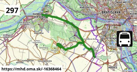 Bus 297: Kittsee Bahnhof = >  Hainburg an der Donau Ungartor/B9 (über Edelstal Siedlung)