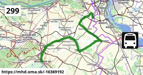 Bus 299: Neusiedl am See Hauptplatz = >  Kittsee Bahnhof (über Neusiedl am See Pannonia Shopping Park und Kittsee Fachmarktzentrum)