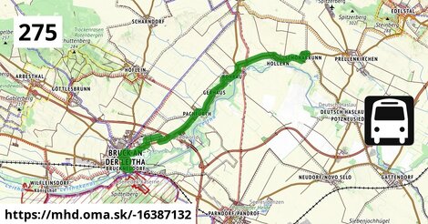 Bus 275: Bruck an der Leitha Bahnhof = >  Schönabrunn Teichrinne