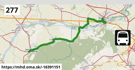 Bus 277: Bruck an der Leitha Neue Mittelschule = >  Mannersdorf am Leithagebirge Volksschule