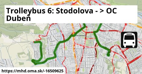 Trolleybus 6: Stodolova - >  OC Dubeň