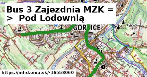 Bus 3 Zajezdnia MZK = >  Pod Lodownią