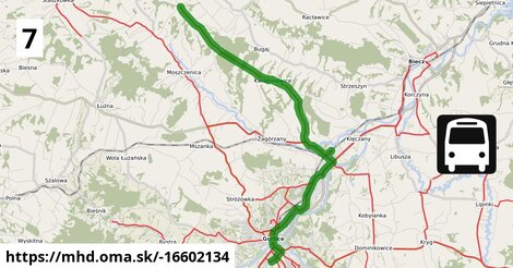 Bus 7 Moszczenica Średnie Granica = >  Pod Lodownią