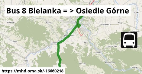 Bus 8 Bielanka = >  Osiedle Górne
