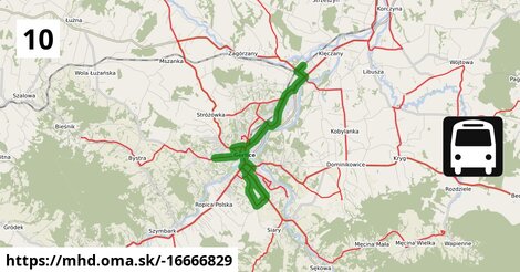 Bus 10 Stacja PKP Zagórzany p. Pocieszka I = >  Zajezdnia MZK