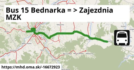 Bus 15 Bednarka = >  Zajezdnia MZK