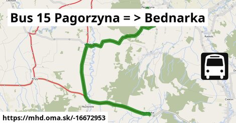 Bus 15 Pagorzyna = >  Bednarka