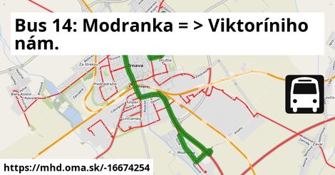 Bus 14: Modranka = >  Viktoríniho nám.