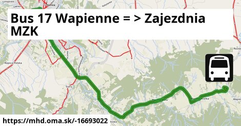 Bus 17 Wapienne = >  Zajezdnia MZK