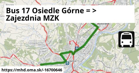 Bus 17 Osiedle Górne = >  Zajezdnia MZK