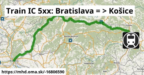 Train IC 5xx: Bratislava = >  Košice