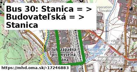 Bus 30: Stanica = >  Budovateľská = >  Stanica