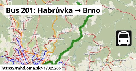 Bus 201: Habrůvka → Brno