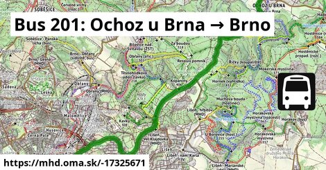 Bus 201: Ochoz u Brna → Brno