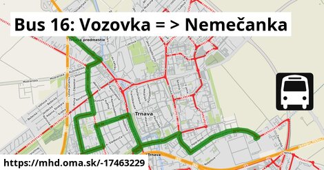 Bus 16: Vozovka = >  Nemečanka